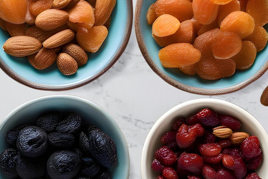 Džiovinti vaisiai ir uogos, riešutai